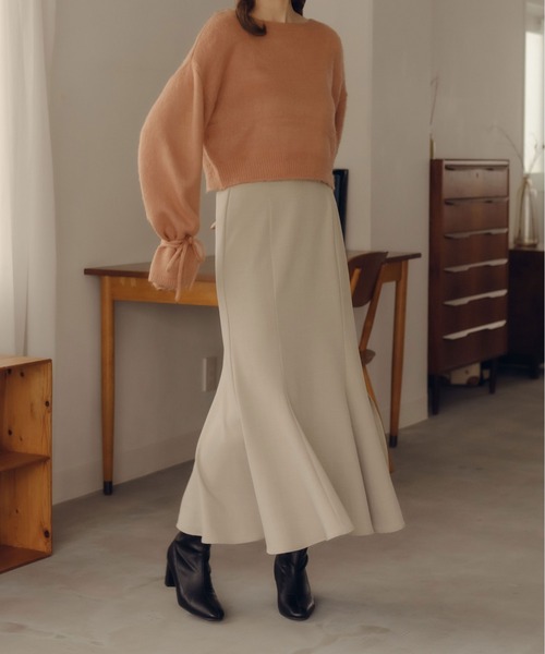 fupel（フぺル）の「2WAYフレアスリーブリボンニット（ニット/セーター・レディース・オレンジ/アイボリー・FREE）」の16枚目の写真