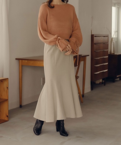 fupel（フぺル）の「2WAYフレアスリーブリボンニット（ニット/セーター・レディース・オレンジ/アイボリー・FREE）」の17枚目の写真