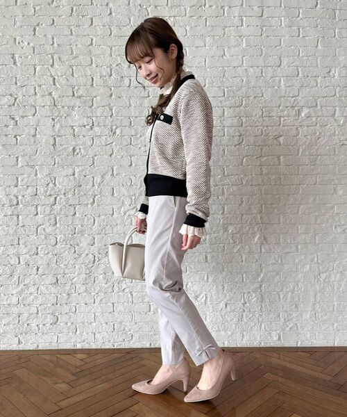 couture brooch（クチュールブローチ）の「◆【ジャケット風デザイン】カットツィードカーディガン（カーディガン/ボレロ・レディース・ベージュ/ブラック・40/42/38）」の15枚目の写真