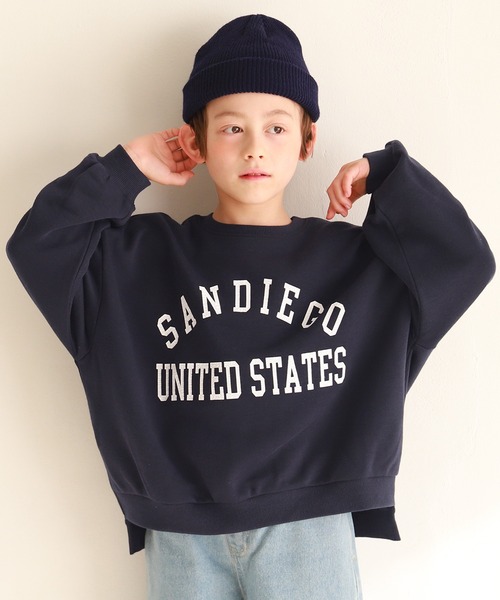 coca（coca）（コカ）の「キッズ 親子お揃い薄手ロゴスウェット（スウェット・キッズ・チャコール/ネイビー/ピンク/ホワイト/ライトベージュ/イエロー・100/110/120/130/140）」の4枚目の写真