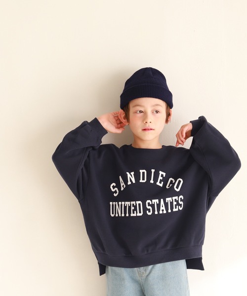 coca（coca）（コカ）の「キッズ 親子お揃い薄手ロゴスウェット（スウェット・キッズ・チャコール/ネイビー/ピンク/ホワイト/ライトベージュ/イエロー・100/110/120/130/140）」の11枚目の写真