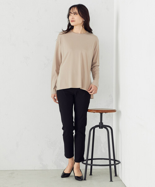 COMME CA MODELS（コムサモデルズ）の「【美しいベーシックパンツ】サマーハイテンションパンツ（その他パンツ・レディース・ブラック/ネイビー/サックスブルー/グレイッシュベージュ・XX-SMALL/X-SMALL/SMALL/MEDIUM/LARGE/X-LARGE/XX-LARGE）」の5枚目の写真