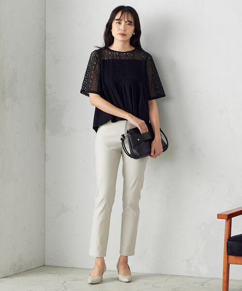 COMME CA MODELS（コムサモデルズ）の「【美しいベーシックパンツ】サマーハイテンションパンツ（その他パンツ・レディース・ブラック/ネイビー/サックスブルー/グレイッシュベージュ・XX-SMALL/X-SMALL/SMALL/MEDIUM/LARGE/X-LARGE/XX-LARGE）」の11枚目の写真