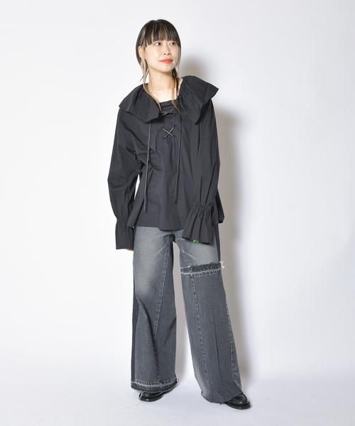 CITYSHOP シティショップ　完売　レースアップブラウス CITYSHOP シティショップ完売レースアップブラウス