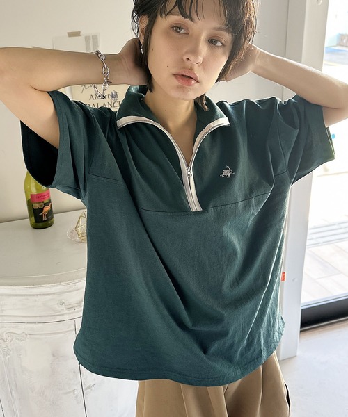 Java(ジャバ)の「《JaVa ジャバコラボ》大人のカレッジテイスト。コットン100%刺繍ハーフジップパイピングプルオーバー(Tシャツ/カットソー・レディース・オレンジ系1/グリーン系1/ホワイト系1/ブルーグレー/ベージュ系その他・MEDIUM/LARGE/SMALL/X-LARGE)」の15枚目の写真