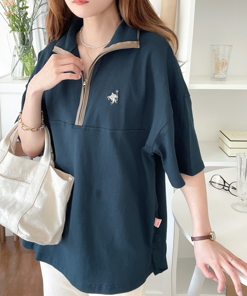 Java(ジャバ)の「《JaVa ジャバコラボ》大人のカレッジテイスト。コットン100%刺繍ハーフジップパイピングプルオーバー(Tシャツ/カットソー・レディース・オレンジ系1/グリーン系1/ホワイト系1/ブルーグレー/ベージュ系その他・MEDIUM/LARGE/SMALL/X-LARGE)」の19枚目の写真