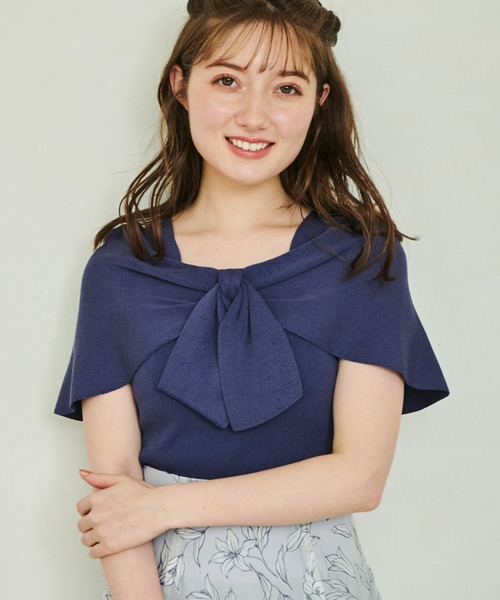 NOELA（ノエラ）の「２ＷＡＹリボンバーサカラーニット（ニット/セーター・レディース・ブルー/オフホワイト/ピンク/ブラック・フリー）」の4枚目の写真