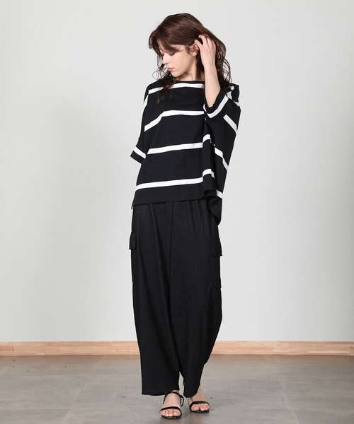 aity(アイティ)の「ボーダービッグプルオーバーTシャツ(Tシャツ/カットソー・レディース・ベージュ/ラベンダー/オフホワイト/ブラック・M)」の19枚目の写真