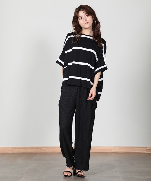 aity(アイティ)の「ボーダービッグプルオーバーTシャツ(Tシャツ/カットソー・レディース・ベージュ/ラベンダー/オフホワイト/ブラック・M)」の20枚目の写真