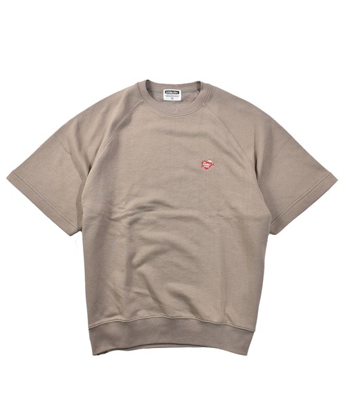 DOUBLE STEAL（ダブルスティール）の「ハート刺繍 半袖クルースウェット（Tシャツ/カットソー・メンズ・アッシュグレー/ブラック/ベージュ/モスグリーン・MEDIUM/LARGE/X-LARGE）」の3枚目の写真
