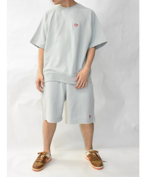 DOUBLE STEAL（ダブルスティール）の「ハート刺繍 半袖クルースウェット（Tシャツ/カットソー・メンズ・アッシュグレー/ブラック/ベージュ/モスグリーン・MEDIUM/LARGE/X-LARGE）」の4枚目の写真