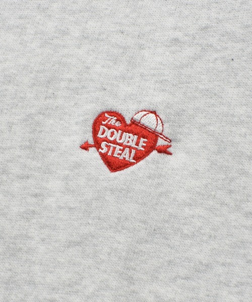 DOUBLE STEAL（ダブルスティール）の「ハート刺繍 半袖クルースウェット（Tシャツ/カットソー・メンズ・アッシュグレー/ブラック/ベージュ/モスグリーン・MEDIUM/LARGE/X-LARGE）」の8枚目の写真