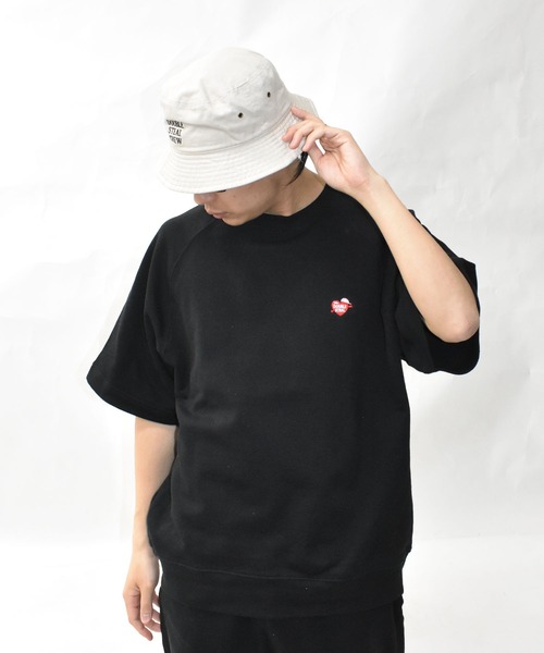 DOUBLE STEAL（ダブルスティール）の「ハート刺繍 半袖クルースウェット（Tシャツ/カットソー・メンズ・アッシュグレー/ブラック/ベージュ/モスグリーン・MEDIUM/LARGE/X-LARGE）」の20枚目の写真