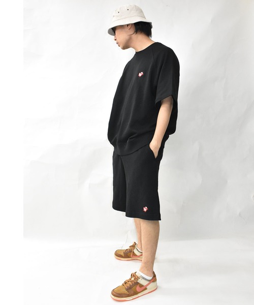 DOUBLE STEAL（ダブルスティール）の「ハート刺繍 半袖クルースウェット（Tシャツ/カットソー・メンズ・アッシュグレー/ブラック/ベージュ/モスグリーン・MEDIUM/LARGE/X-LARGE）」の15枚目の写真