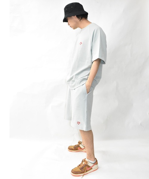 DOUBLE STEAL（ダブルスティール）の「ハート刺繍 半袖クルースウェット（Tシャツ/カットソー・メンズ・アッシュグレー/ブラック/ベージュ/モスグリーン・MEDIUM/LARGE/X-LARGE）」の10枚目の写真