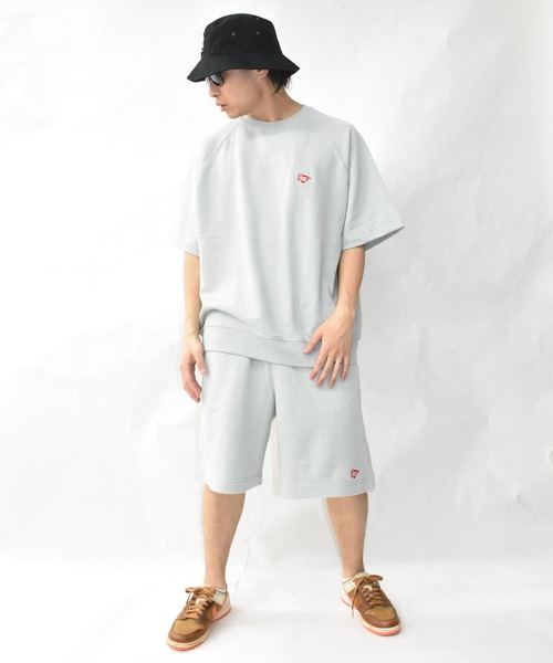 DOUBLE STEAL（ダブルスティール）の「ハート刺繍 半袖クルースウェット（Tシャツ/カットソー・メンズ・アッシュグレー/ブラック/ベージュ/モスグリーン・MEDIUM/LARGE/X-LARGE）」の16枚目の写真