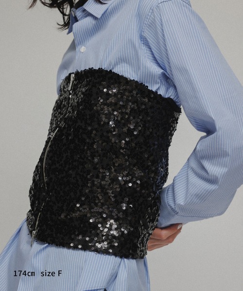 M TO R（ムウトアール）の「［TOPS］SEQUINED BUSTIER（キャミソール・レディース・ブラック系その他/シルバー・FREE）」の18枚目の写真