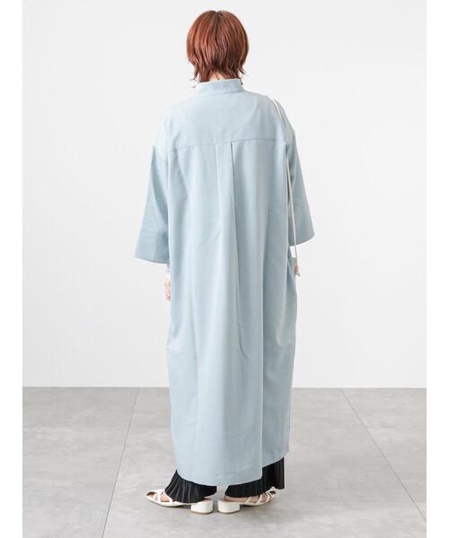 Lugnoncure（ルノンキュール）の「ハイネックシャツワンピース（ワンピース・レディース・オフホワイト/ネイビー/サックスブルー・ﾌﾘ-）」の18枚目の写真