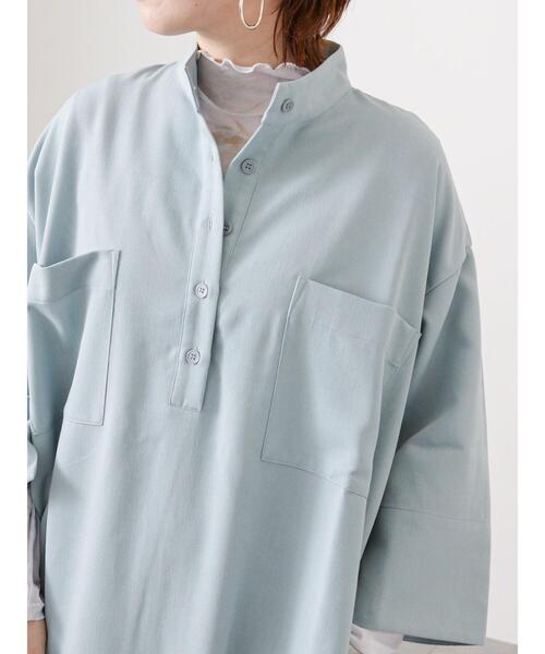 Lugnoncure（ルノンキュール）の「ハイネックシャツワンピース（ワンピース・レディース・オフホワイト/ネイビー/サックスブルー・ﾌﾘ-）」の19枚目の写真