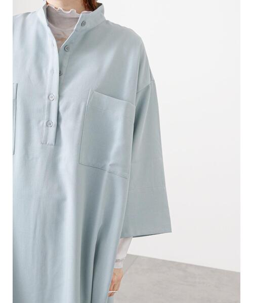 Lugnoncure（ルノンキュール）の「ハイネックシャツワンピース（ワンピース・レディース・オフホワイト/ネイビー/サックスブルー・ﾌﾘ-）」の20枚目の写真