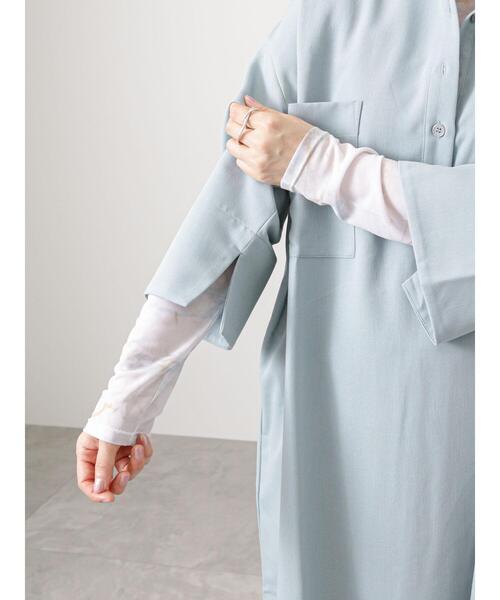 Lugnoncure（ルノンキュール）の「ハイネックシャツワンピース（ワンピース・レディース・オフホワイト/ネイビー/サックスブルー・ﾌﾘ-）」の21枚目の写真