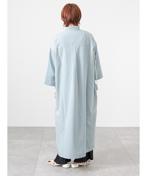 Lugnoncure（ルノンキュール）の「ハイネックシャツワンピース（ワンピース・レディース・オフホワイト/ネイビー/サックスブルー・ﾌﾘ-）」の7枚目の写真