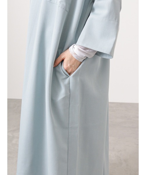 Lugnoncure（ルノンキュール）の「ハイネックシャツワンピース（ワンピース・レディース・オフホワイト/ネイビー/サックスブルー・ﾌﾘ-）」の11枚目の写真