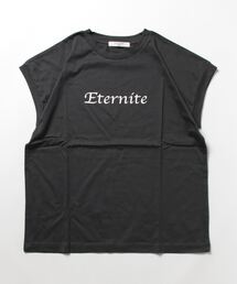 Samansa Mos2 blue | 【プレミアムコットン】ロゴフレンチスリーブTシャツ(Tシャツ/カットソー)