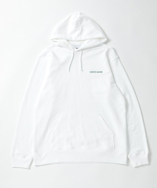 MAISON CLUB(メゾンクラブ)の「【MAISON CLUB】ワンポイント刺繍プルオーバーパーカー LESS IS MORE(パーカー・メンズ・ブラック/ホワイト/グレー・L/M/XL/XX-LARGE)」の7枚目の写真