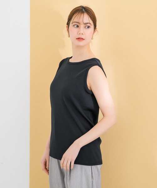 KATHARINE ROSS（キャサリンロス）の「【KATHARINE ROSS】ブライトテレコノースリーブ（タンクトップ・レディース・ブラック/ホワイト・MEDIUM）」の6枚目の写真