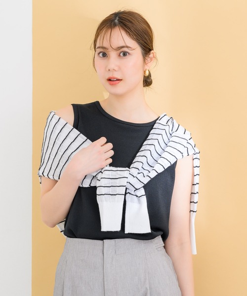 KATHARINE ROSS（キャサリンロス）の「【KATHARINE ROSS】ブライトテレコノースリーブ（タンクトップ・レディース・ブラック/ホワイト・MEDIUM）」の22枚目の写真