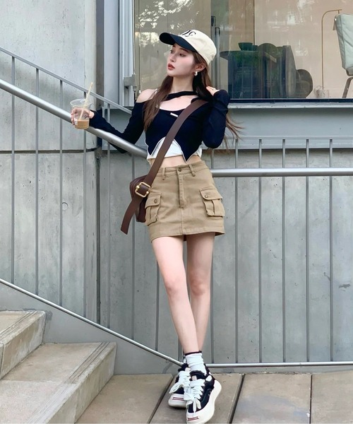 ROOPTOKYO（ループトウキョウ）の「Cargo Mini Skirt / カーゴミニスカート（スカート・レディース・ベージュ/ブラック・M/L/XS/S）」の6枚目の写真