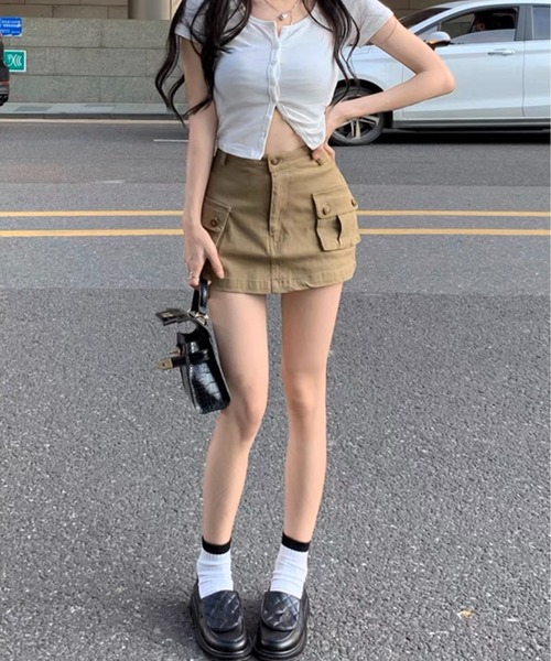 ROOPTOKYO（ループトウキョウ）の「Cargo Mini Skirt / カーゴミニスカート（スカート・レディース・ベージュ/ブラック・M/L/XS/S）」の9枚目の写真