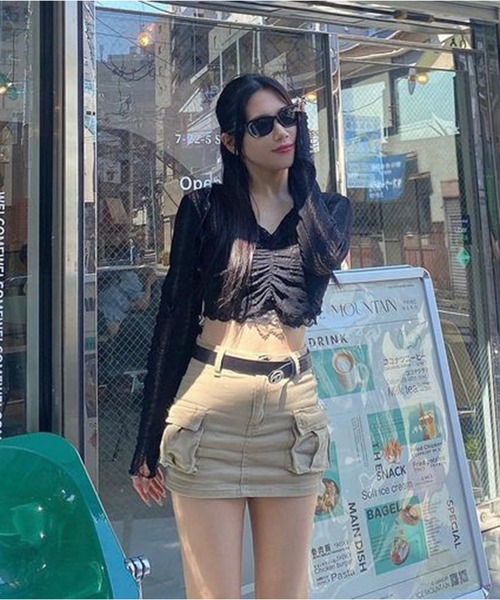 ROOPTOKYO（ループトウキョウ）の「Cargo Mini Skirt / カーゴミニスカート（スカート・レディース・ベージュ/ブラック・M/L/XS/S）」の13枚目の写真