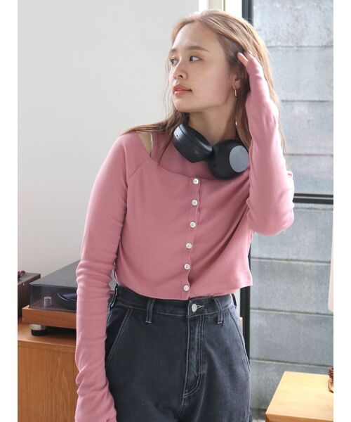 Ungrid(アングリッド)の「ボレロセットロングスリーブTee(Tシャツ/カットソー・レディース・オフホワイト/ブラック/ピンク・FREE)」の1枚目の写真