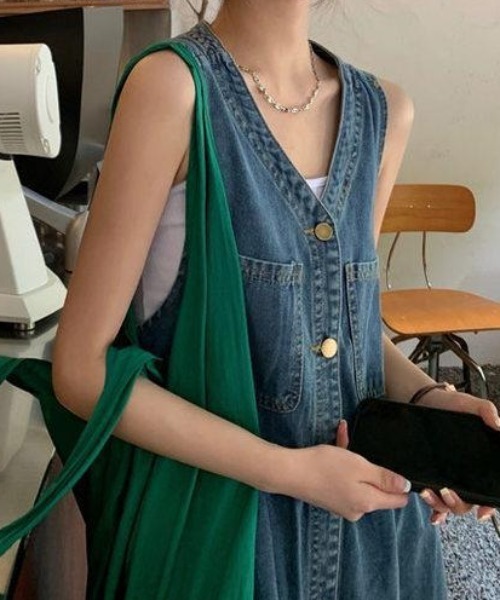 アシンメトリーショートデニムワンピース セール】ゆったりAラインフリルショートデニムワンピース