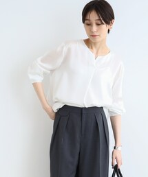 INDIVI | 【エアリー】キーネックサテンブラウス(シャツ/ブラウス)