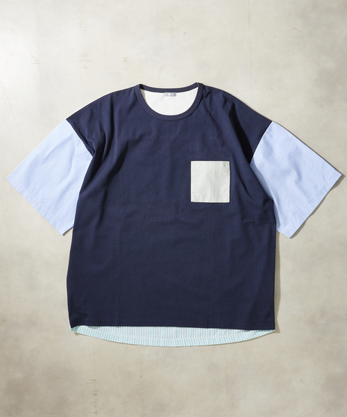 JOURNAL STANDARD relume(ジャーナルスタンダード レリューム)の「パネルスイッチTシャツ(Tシャツ/カットソー・メンズ・ホワイト/ホワイト系その他/ネイビー/ブルー系その他・MEDIUM/LARGE)」の3枚目の写真