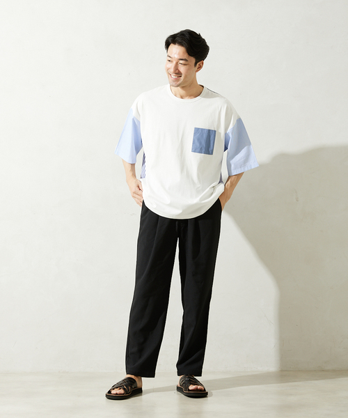 JOURNAL STANDARD relume(ジャーナルスタンダード レリューム)の「パネルスイッチTシャツ(Tシャツ/カットソー・メンズ・ホワイト/ホワイト系その他/ネイビー/ブルー系その他・MEDIUM/LARGE)」の5枚目の写真