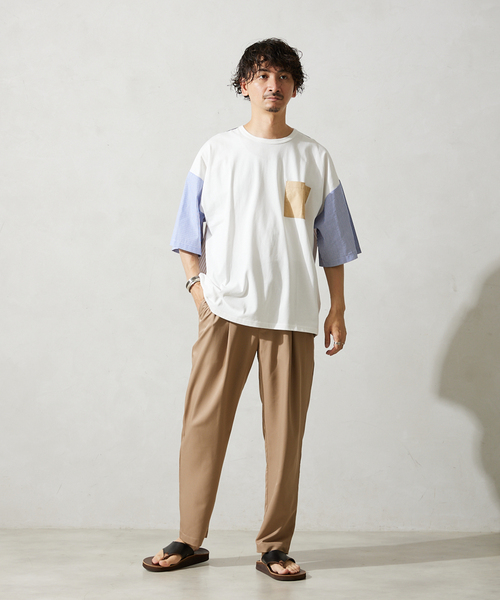JOURNAL STANDARD relume(ジャーナルスタンダード レリューム)の「パネルスイッチTシャツ(Tシャツ/カットソー・メンズ・ホワイト/ホワイト系その他/ネイビー/ブルー系その他・MEDIUM/LARGE)」の6枚目の写真