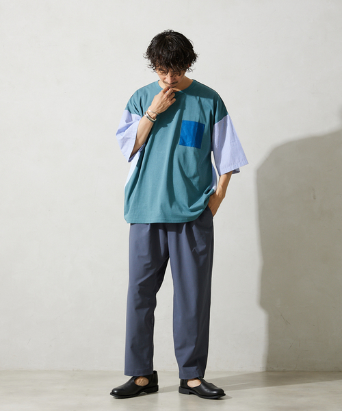 JOURNAL STANDARD relume(ジャーナルスタンダード レリューム)の「パネルスイッチTシャツ(Tシャツ/カットソー・メンズ・ホワイト/ホワイト系その他/ネイビー/ブルー系その他・MEDIUM/LARGE)」の7枚目の写真