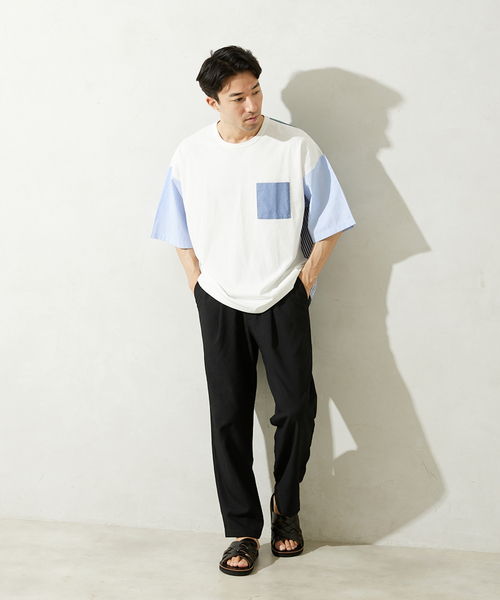 JOURNAL STANDARD relume(ジャーナルスタンダード レリューム)の「パネルスイッチTシャツ(Tシャツ/カットソー・メンズ・ホワイト/ホワイト系その他/ネイビー/ブルー系その他・MEDIUM/LARGE)」の8枚目の写真