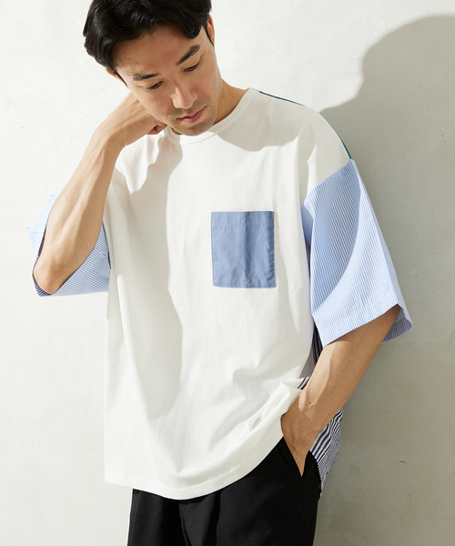 JOURNAL STANDARD relume(ジャーナルスタンダード レリューム)の「パネルスイッチTシャツ(Tシャツ/カットソー・メンズ・ホワイト/ホワイト系その他/ネイビー/ブルー系その他・MEDIUM/LARGE)」の12枚目の写真