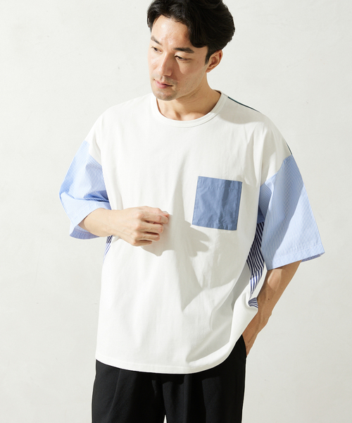 JOURNAL STANDARD relume(ジャーナルスタンダード レリューム)の「パネルスイッチTシャツ(Tシャツ/カットソー・メンズ・ホワイト/ホワイト系その他/ネイビー/ブルー系その他・MEDIUM/LARGE)」の13枚目の写真