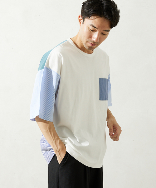 JOURNAL STANDARD relume(ジャーナルスタンダード レリューム)の「パネルスイッチTシャツ(Tシャツ/カットソー・メンズ・ホワイト/ホワイト系その他/ネイビー/ブルー系その他・MEDIUM/LARGE)」の14枚目の写真