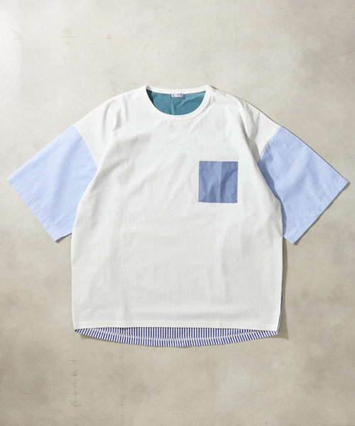 JOURNAL STANDARD relume(ジャーナルスタンダード レリューム)の「パネルスイッチTシャツ(Tシャツ/カットソー・メンズ・ホワイト/ホワイト系その他/ネイビー/ブルー系その他・MEDIUM/LARGE)」の16枚目の写真