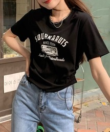 YUGA サイドストラップ プリントTシャツ