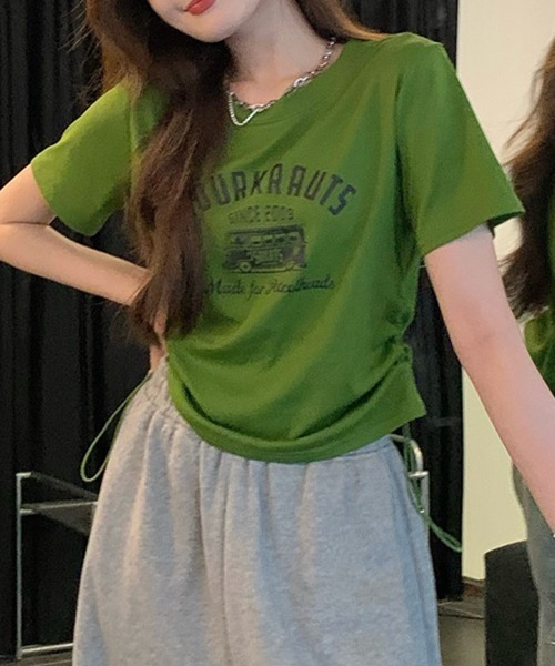 gossip!ロサンゼルス(ゴシップロサンゼルス)の「YUGA サイドストラップ プリントTシャツ(Tシャツ/カットソー・レディース・グリーン/ブラウン/ブラック・FREE)」の13枚目の写真