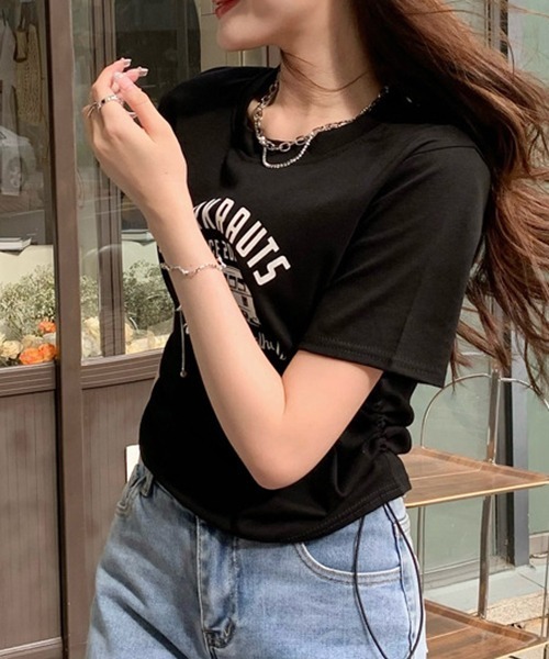 gossip!ロサンゼルス(ゴシップロサンゼルス)の「YUGA サイドストラップ プリントTシャツ(Tシャツ/カットソー・レディース・グリーン/ブラウン/ブラック・FREE)」の15枚目の写真