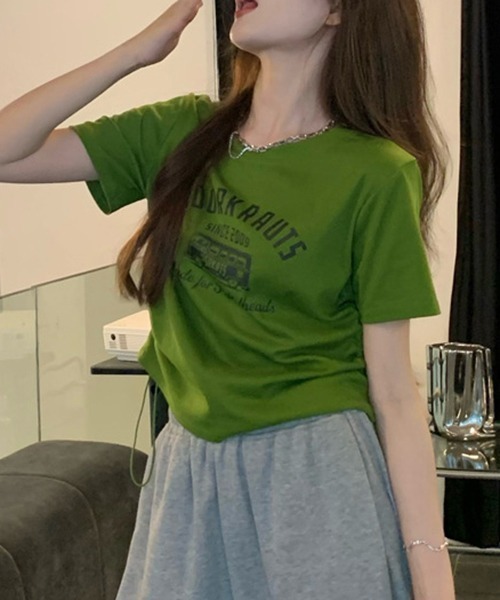 gossip!ロサンゼルス(ゴシップロサンゼルス)の「YUGA サイドストラップ プリントTシャツ(Tシャツ/カットソー・レディース・グリーン/ブラウン/ブラック・FREE)」の18枚目の写真